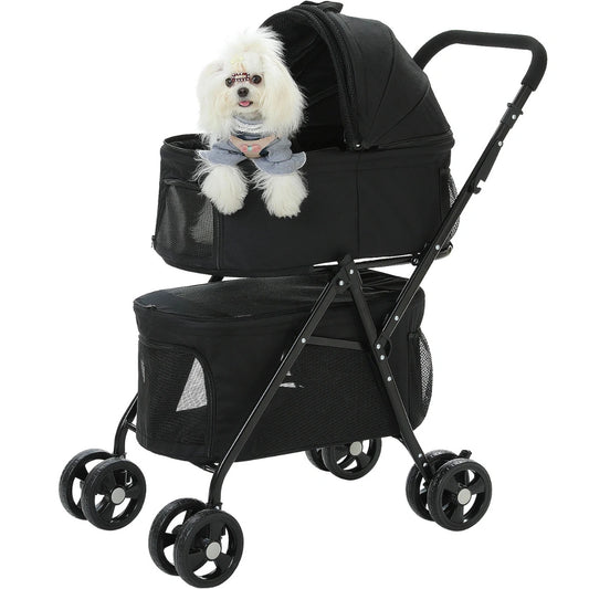 Detixy Dubbel Djurvagn Svart - Djurslottet