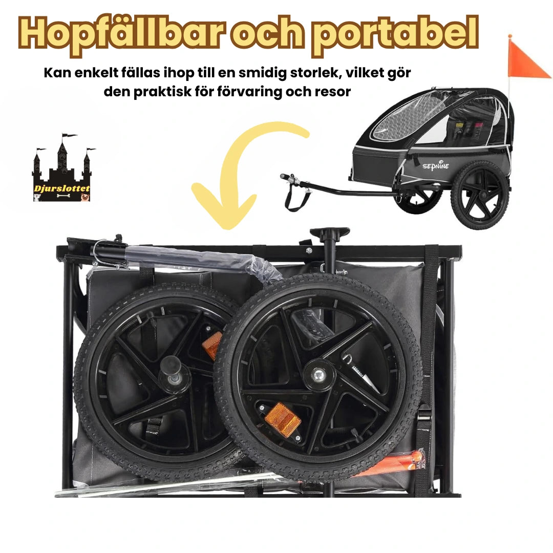 Hopfällbar Cykelvagn Kan enkelt fällas ihop till en smidig storlek  - Djurslottet