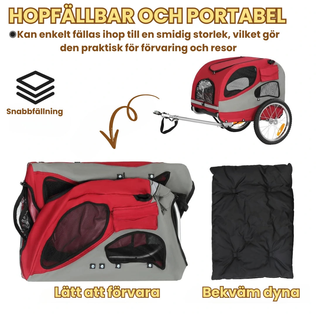 Hundvagn för Kan enkelt fällas ihop till en smidig storlek, vilket gör den praktisk för förvaring och resor - Djurslottet