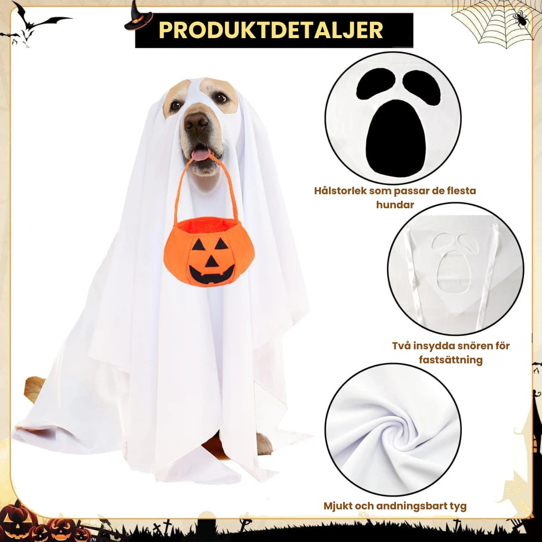 Produktdetaljer av Halloweenkostym med pumpakorg för hund - Djurslottet