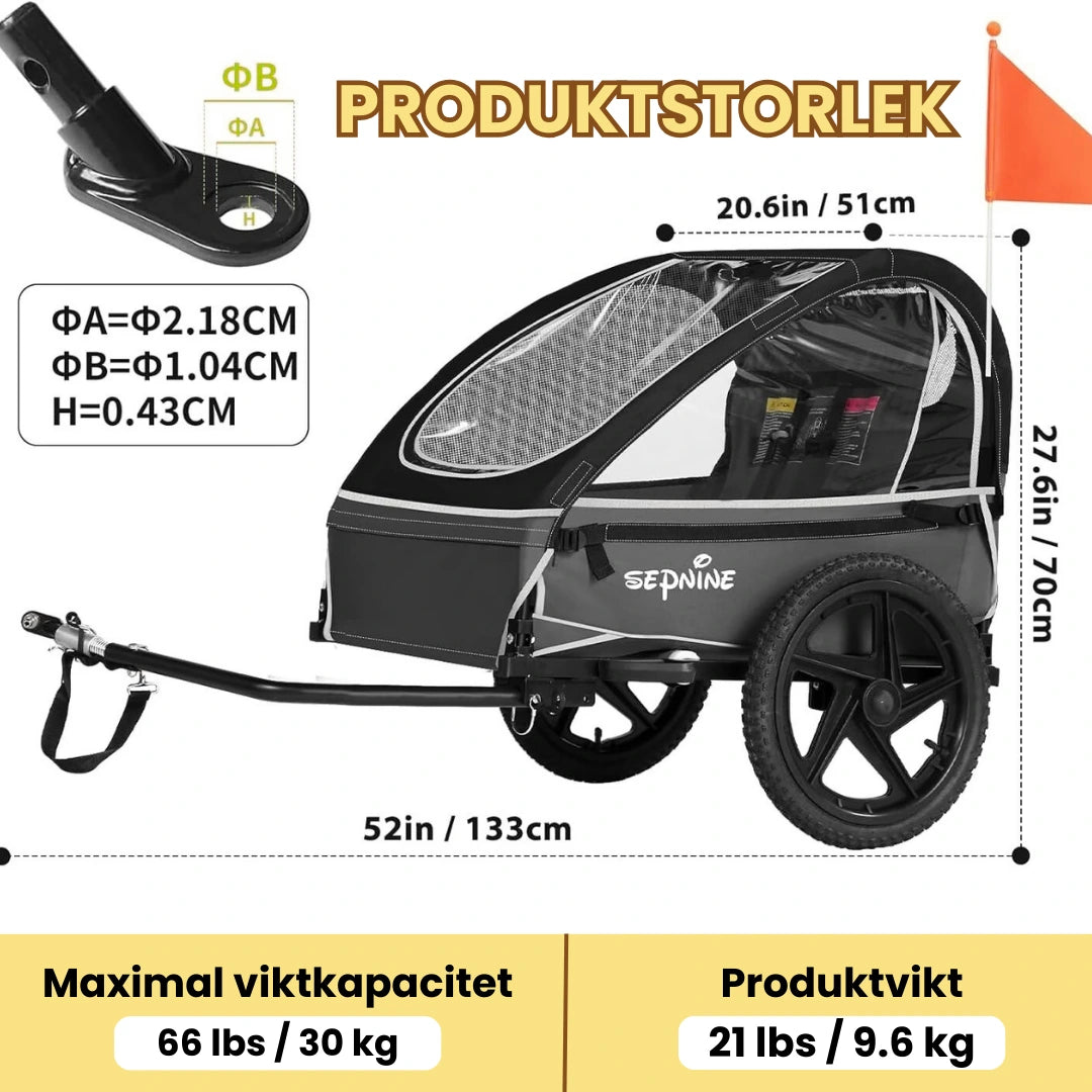 Produktstorlek Hopfällbar Cykelvagn - Djurslottet