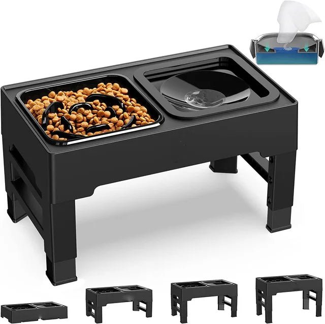 Upphöjd Slowfeeder & AntiSpill Matskål för Hund & Katt Slow Feed