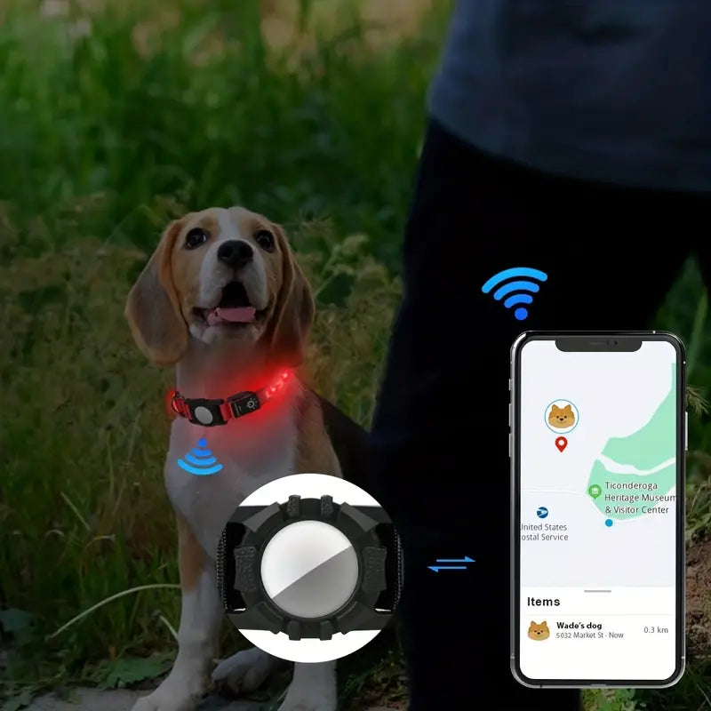 Airtaghalsband med lysande funktion - Håll din hund och katt säker under mörka tider - Djurslottet