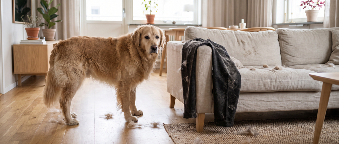 Hundpäls sprids från hunden till soffa, kläder och golv i hemmet - Djurslottet