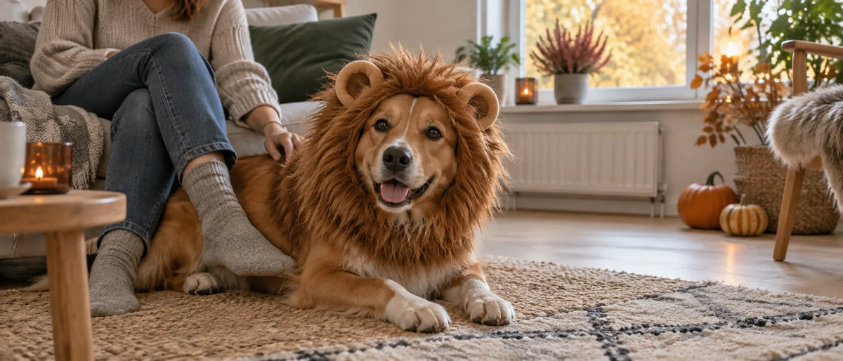 Hund med lejonman i svenskt vardagsrum - Djurslottet