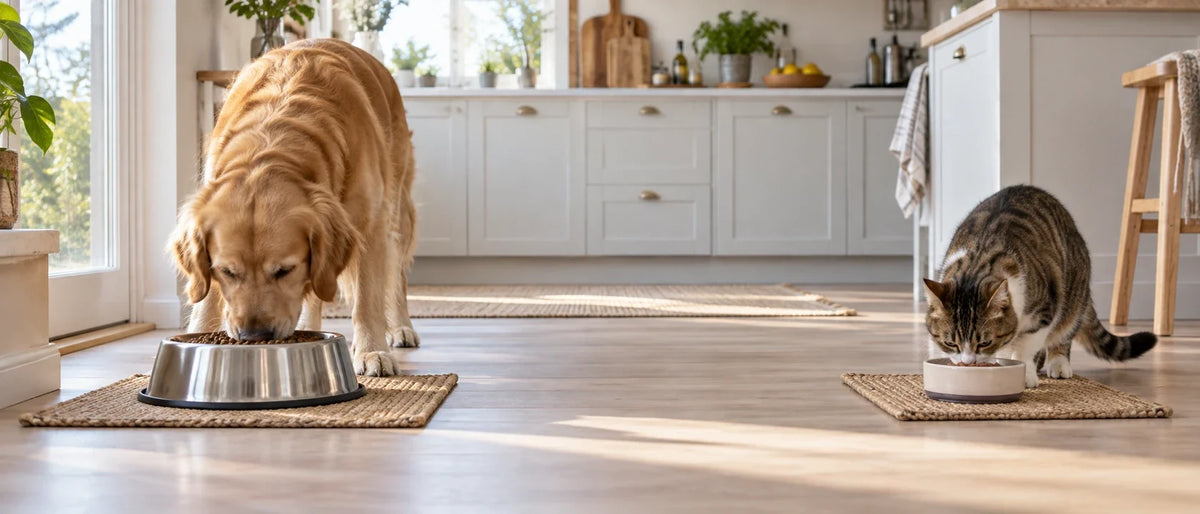 Hund och katt vid separata matplatser - Djurslottet