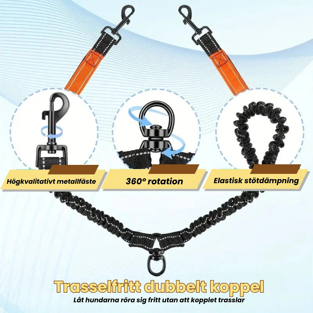 Trasselfritt dubbelt koppel Reflekterande Dubbelkoppel - Djurslottet