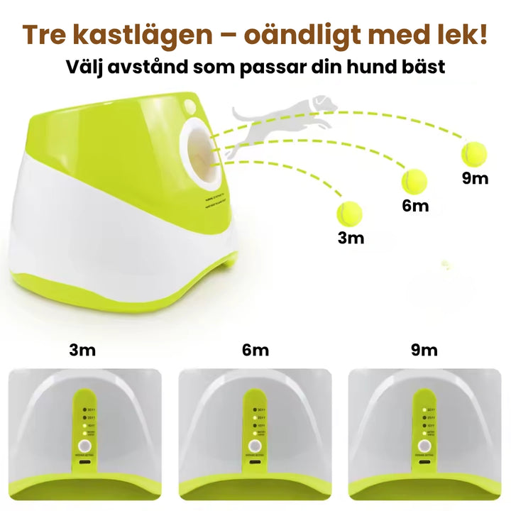 Automatisk Bollkastare för Hund Tre kastlägen – oändligt med lek! Djurslottet