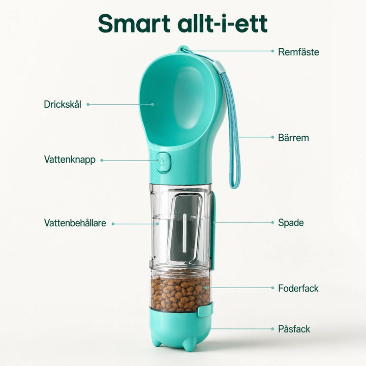 Bärbar 4 i 1 Multiflaska - Djurslottet