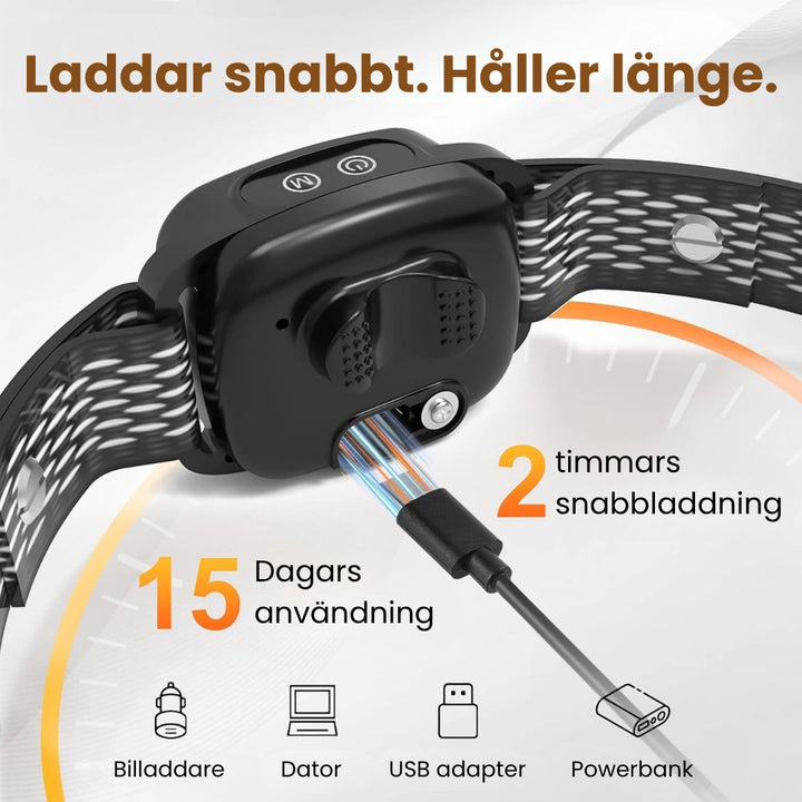 ChewUp Antiskällhalsband 15 dagars batteritid USB-C laddning - Djurslottet