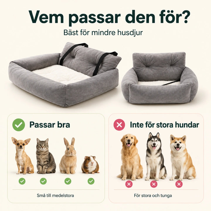 ComfyRide Bilsäte med Säkerhetsrem bast for mindre husdjur - Djurslottet