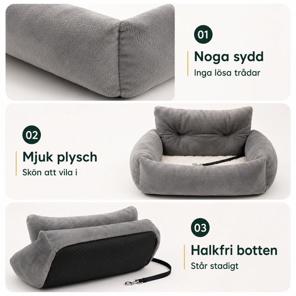 ComfyRide Bilsäte med Säkerhetsrem noga sydd - Djurslottet