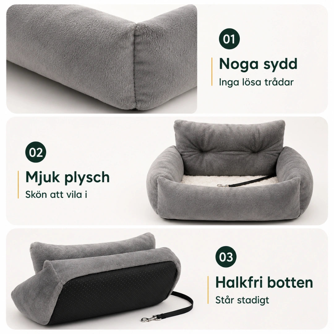 ComfyRide Bilsäte med Säkerhetsrem noga sydd - Djurslottet