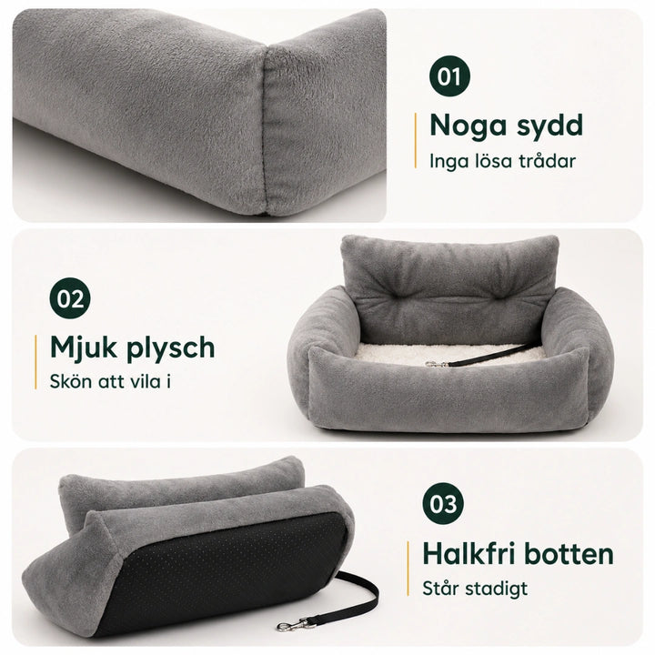 ComfyRide Bilsäte med Säkerhetsrem noga sydd - Djurslottet