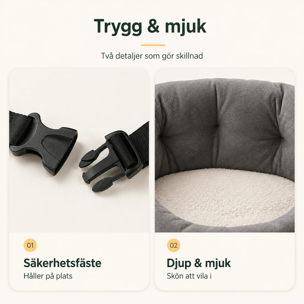 ComfyRide Bilsäte med Säkerhetsrem trygg & mjuk - Djurslottet