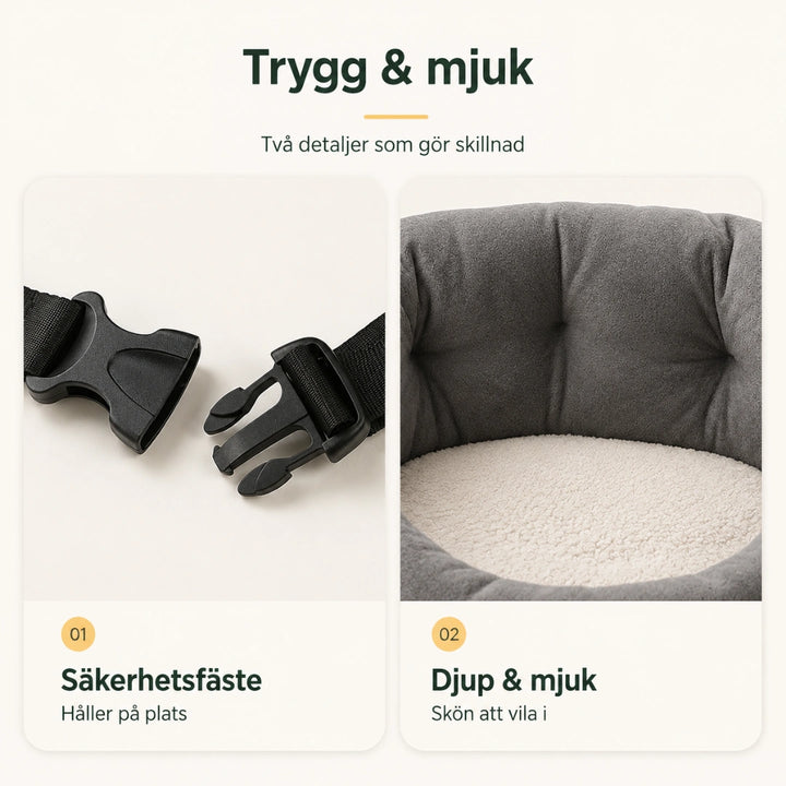 ComfyRide Bilsäte med Säkerhetsrem trygg & mjuk - Djurslottet