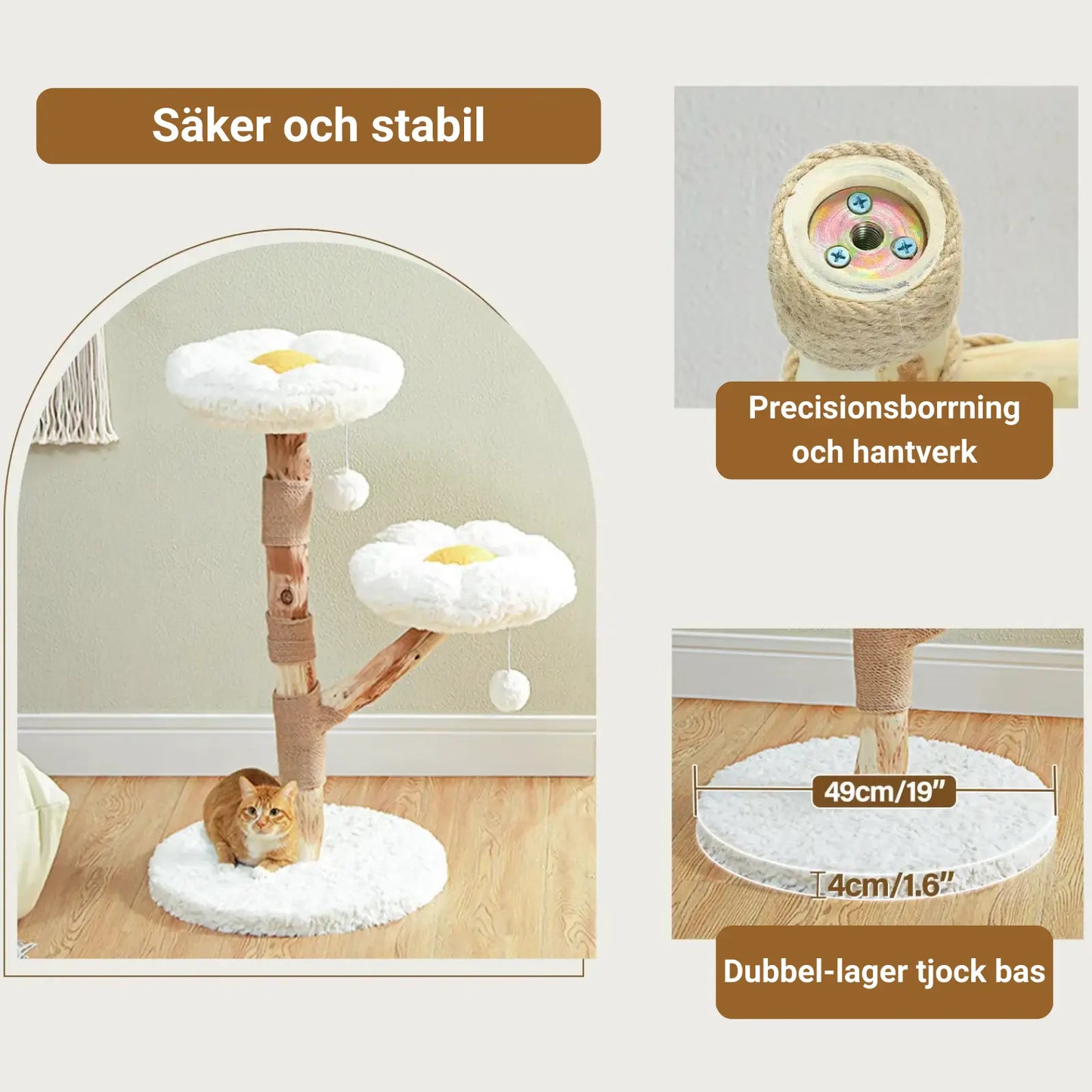 CozyCloud Klösträd i Naturträ med tjock bas