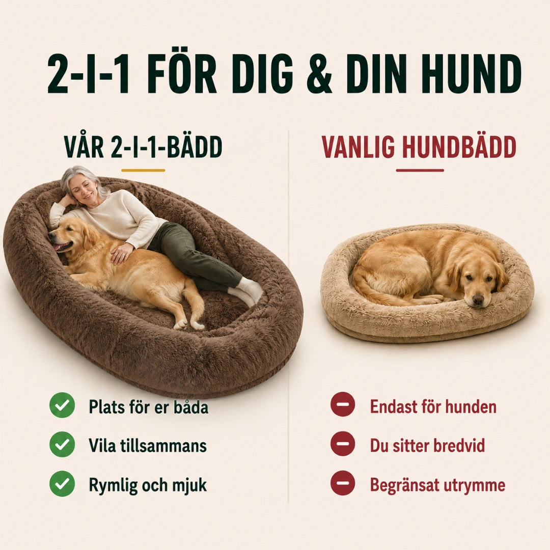 CozyCloud Stor Hundbädd för människor 2-i-1 - Djurslottet