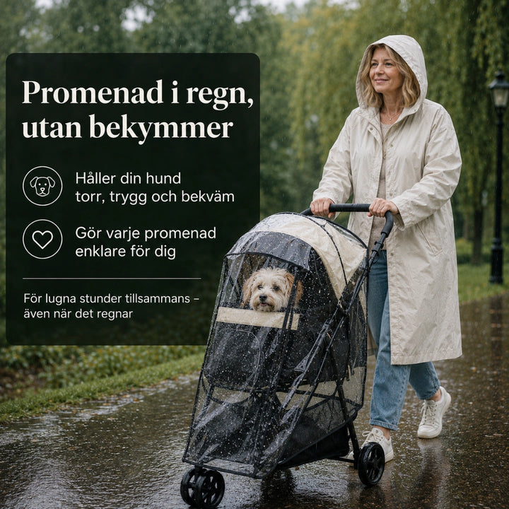 Detixy Djurvagn med Regnskydd promenad i regn hundvagn - Djurslottet