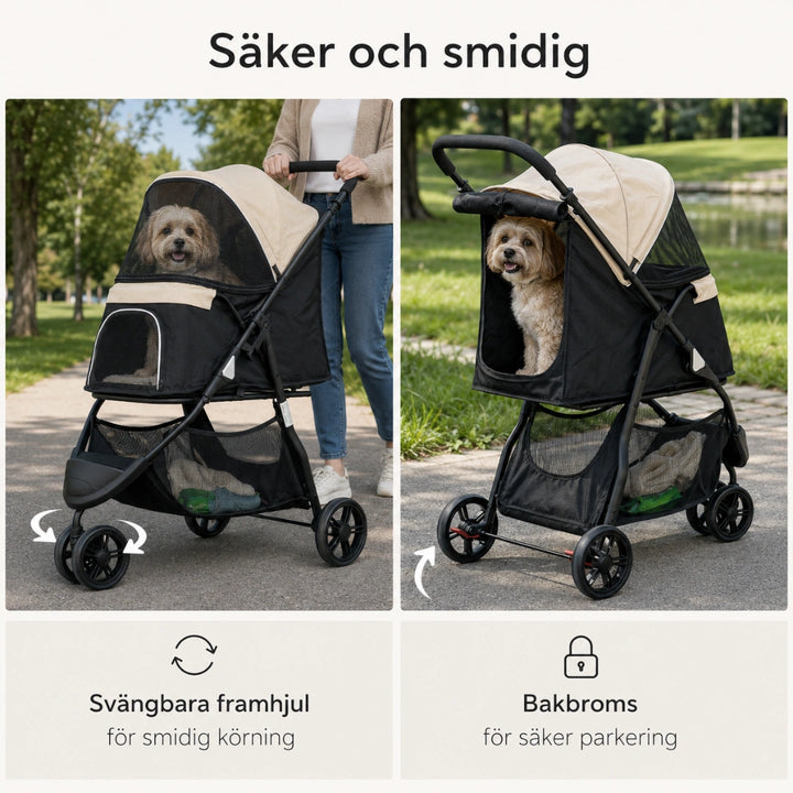 Detixy Djurvagn med Regnskydd smidig styrning framhjul - Djurslottet