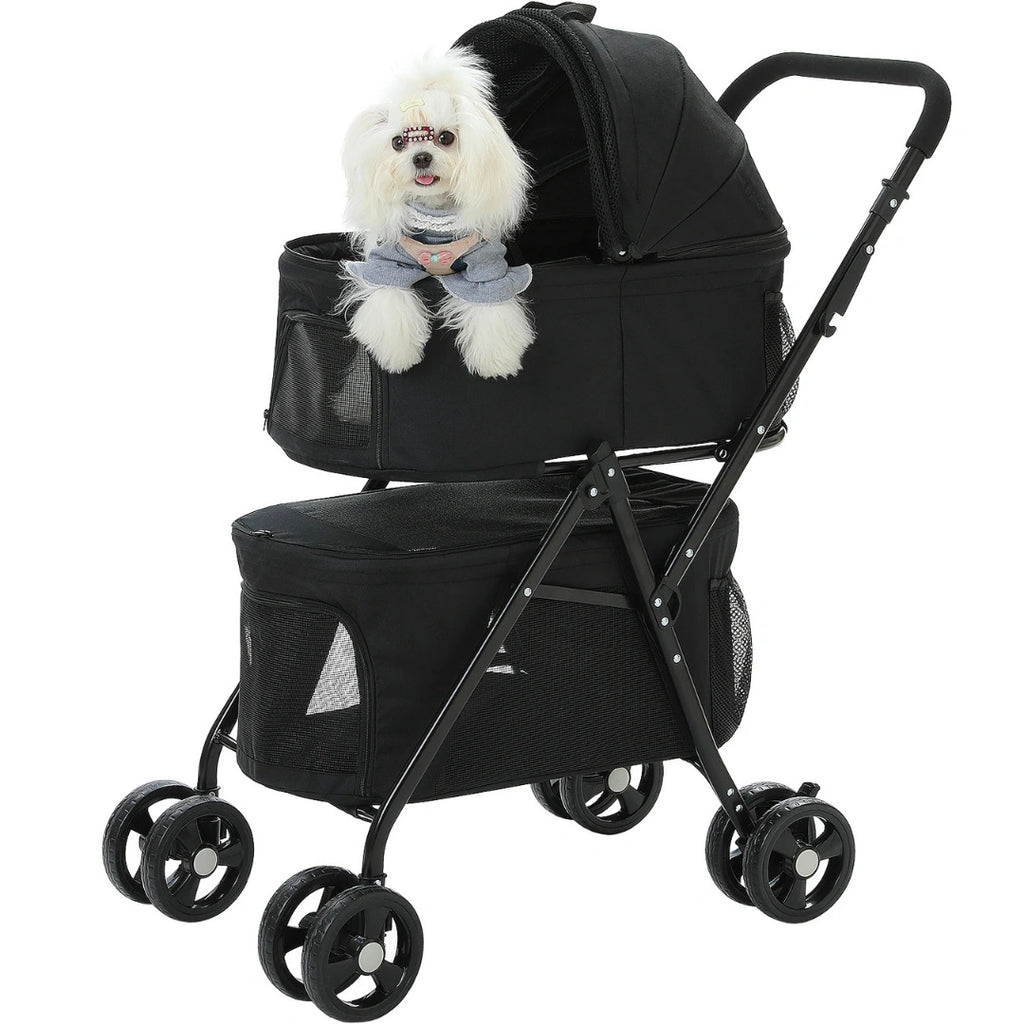 Detixy Dubbel Djurvagn Svart - Djurslottet 