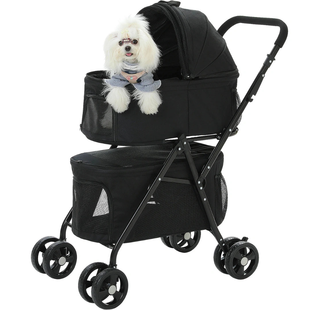 Detixy Dubbel Djurvagn Svart - Djurslottet 