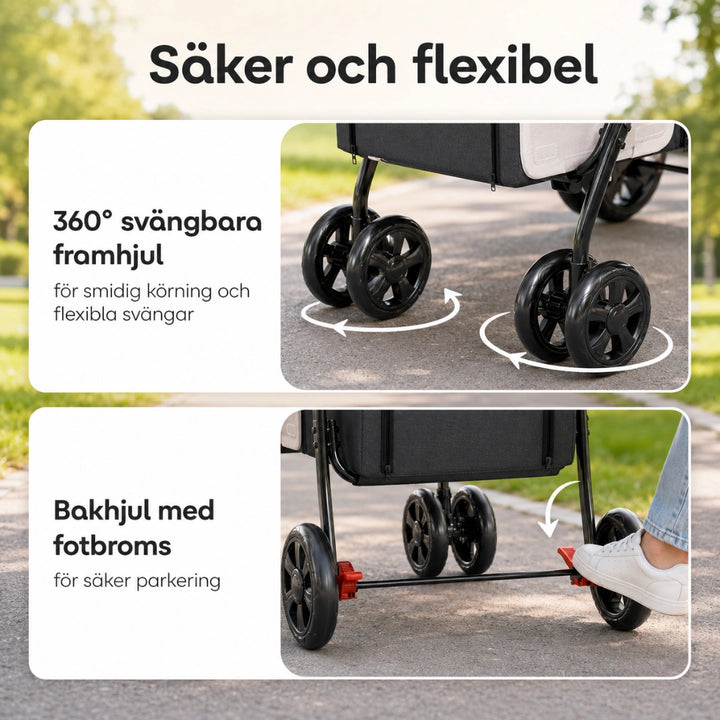 Detixy Dubbel Djurvagn meshfönster säkerhetsband och dragkedjedörrar - Djurslottet