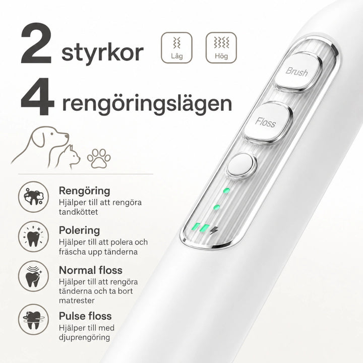Detixy Elektrisk tandborste för husdjur 2 styrkor - Djurslottet