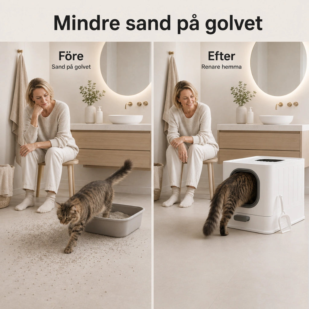 Detixy kattlåda med tak mindre sand pa golvet - Djurslottet