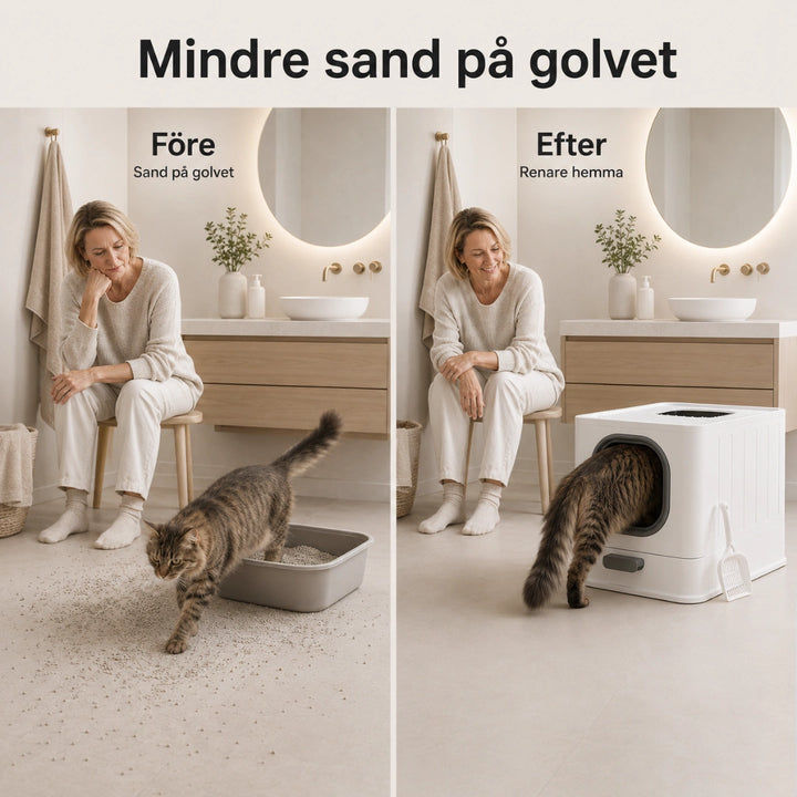 Detixy kattlåda med tak mindre sand pa golvet - Djurslottet