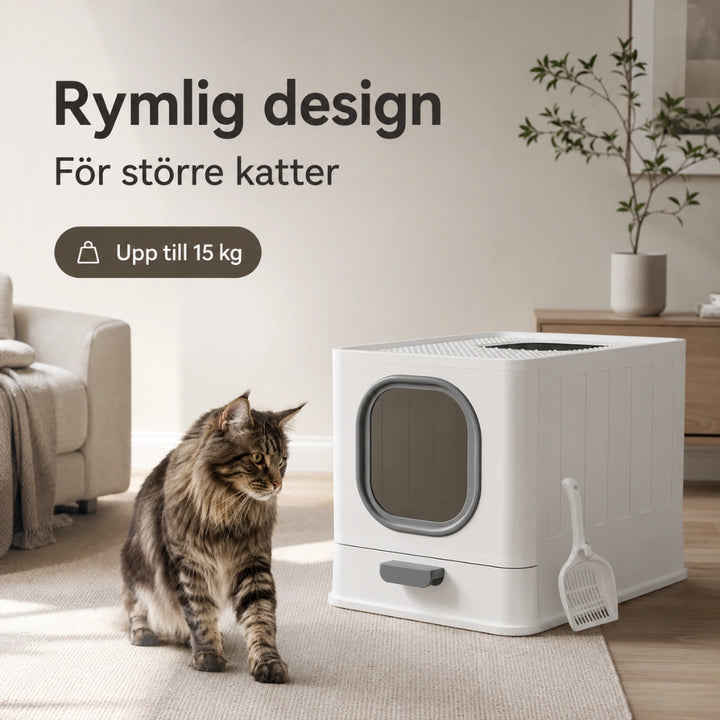 Detixy kattlåda med tak rymlig design - Djurslottet