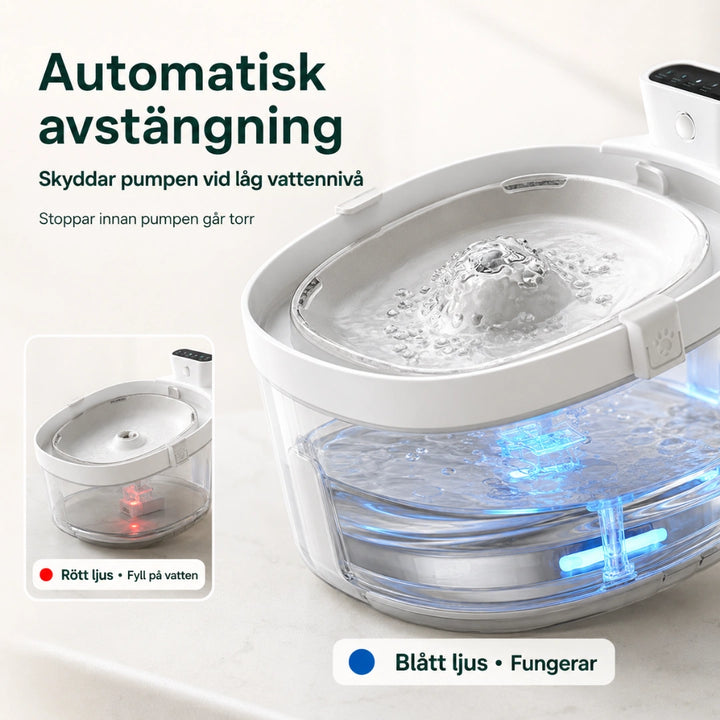 Detixy trådlös vattenfontän skyddar pumpen - Djurslottet