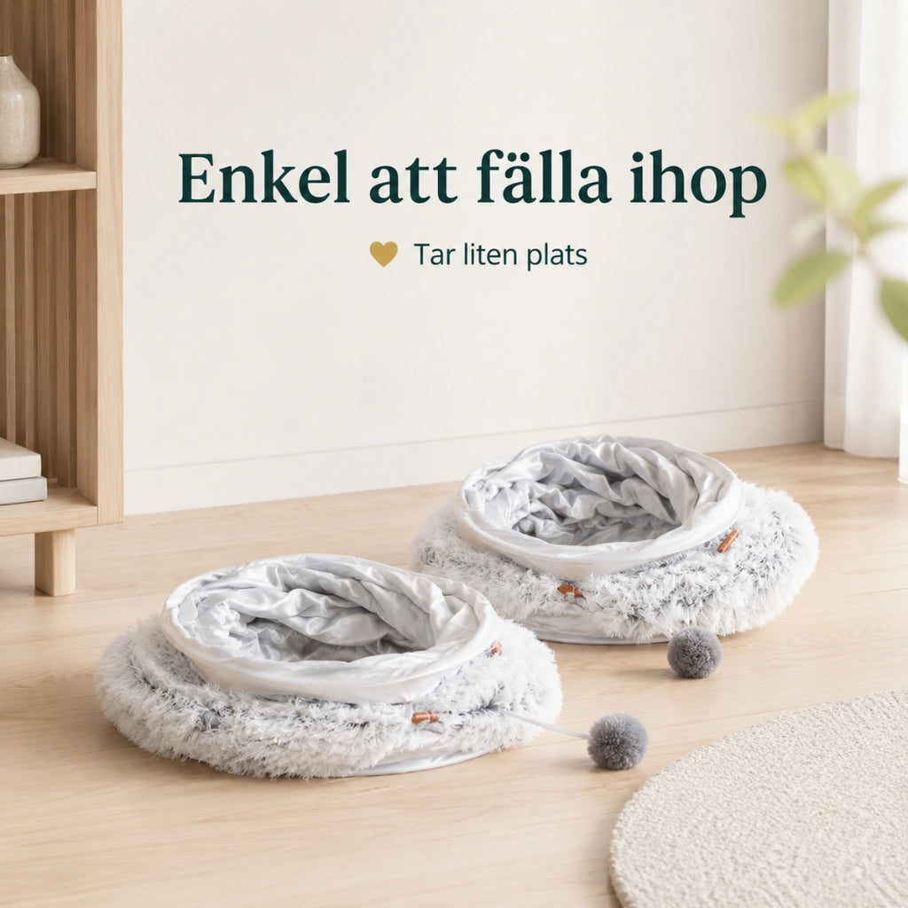 Donut Kattunnelsäng enkel att falla ihop - Djurslottet