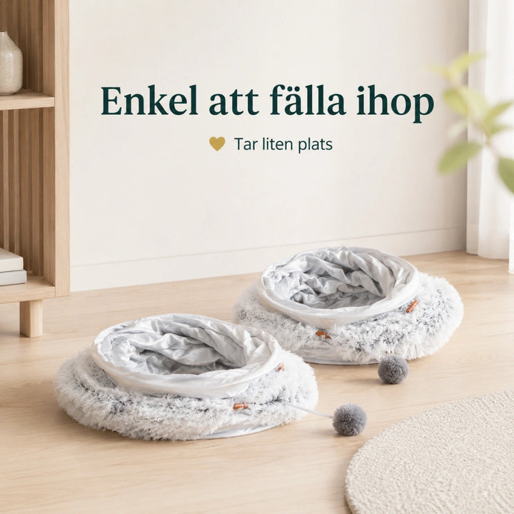 Donut Kattunnelsäng enkel att falla ihop - Djurslottet