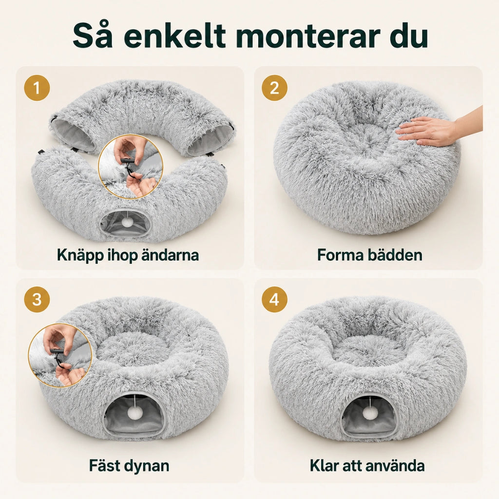 Donut Kattunnelsäng monterar - Djurslottet