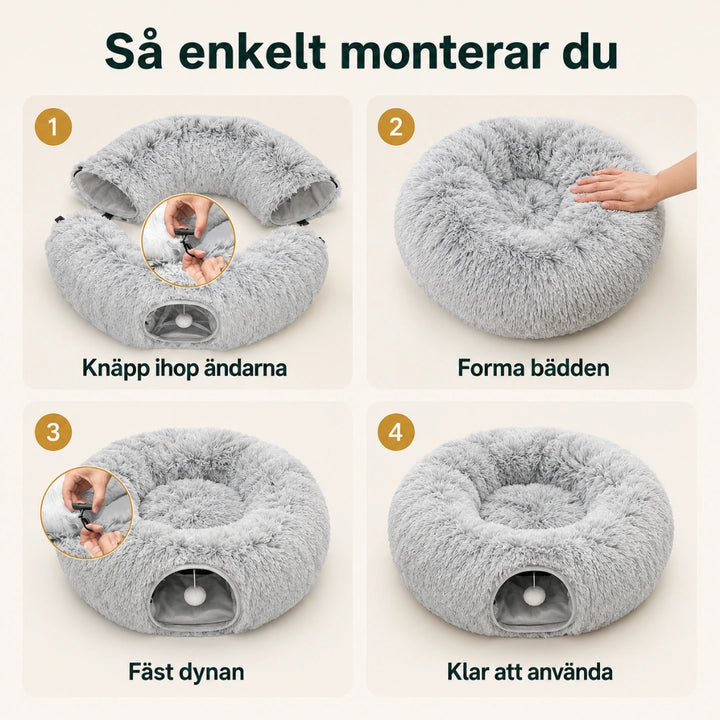 Donut Kattunnelsäng monterar - Djurslottet