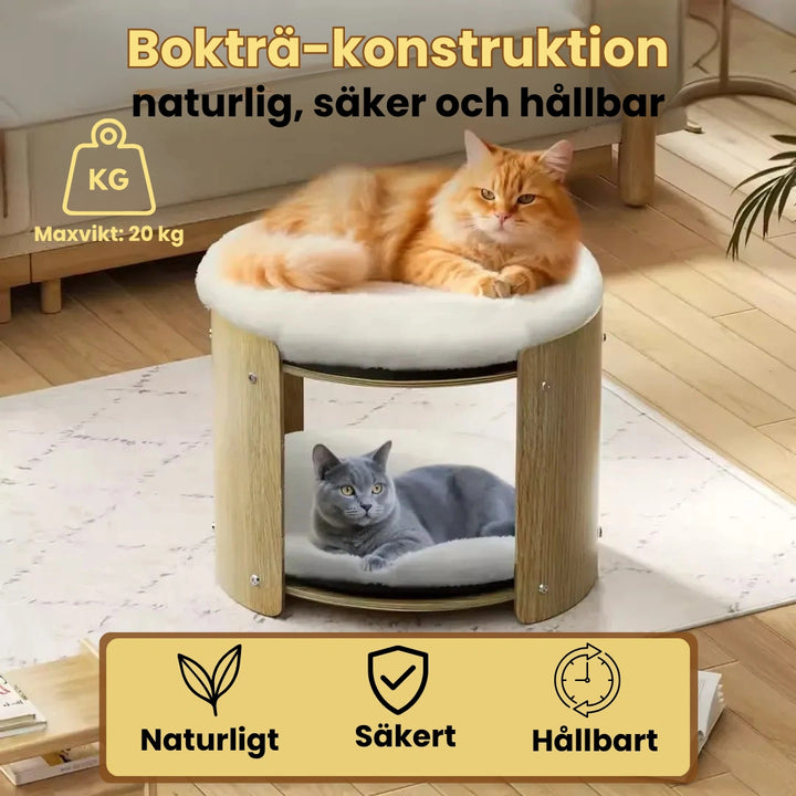 Dubbel Kattsäng Bokträ-konstruktion Djurslottet
