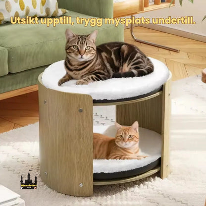 Dubbel Kattsäng Utsikt upptill, trygg mysplats undertill.  - Djurslottet