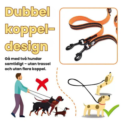Dubbelkoppel-design Reflexfit Multifunktionellt Hundkoppel - Djurslottet