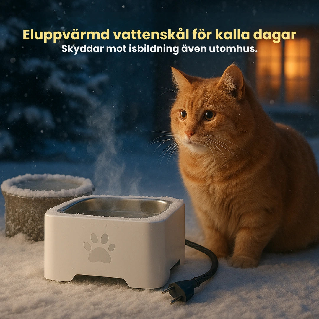 Eluppvärmd vattenskål Eluppvärmd vattenskål för kalla dagar - Djurslottet