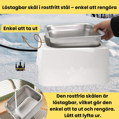 Eluppvärmd vattenskål Löstagbar skål i rostfritt stål – enkel att rengöra - Djurslottet