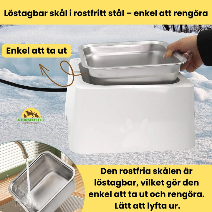 Eluppvärmd vattenskål Löstagbar skål i rostfritt stål – enkel att rengöra Djurslottet