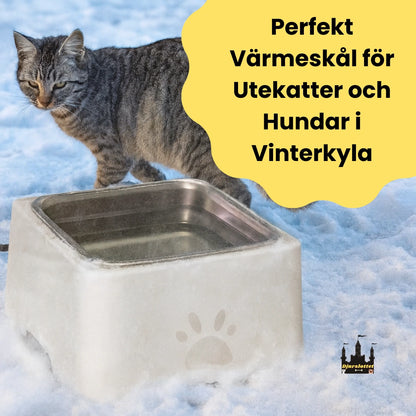 Eluppvärmd vattenskål Perfekt Värmeskål för Utekatter och Hundar i Vinterkyla - Djurslottet