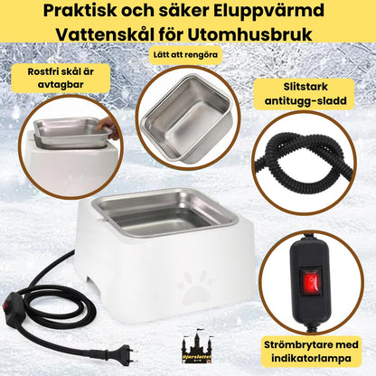 Eluppvärmd vattenskål Praktisk och säker Eluppvärmd Vattenskål för Utomhusbruk - Djurslottet