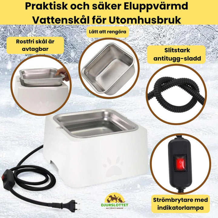 Eluppvärmd vattenskål Praktisk och säker Eluppvärmd Vattenskål för Utomhusbruk Djurslottet