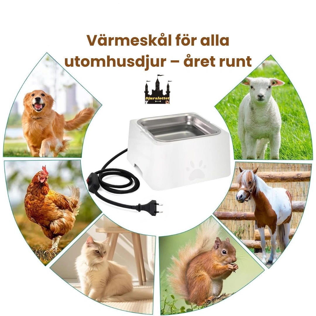 Eluppvärmd vattenskål Värmeskål för alla utomhusdjur – året runt - Djurslottet
