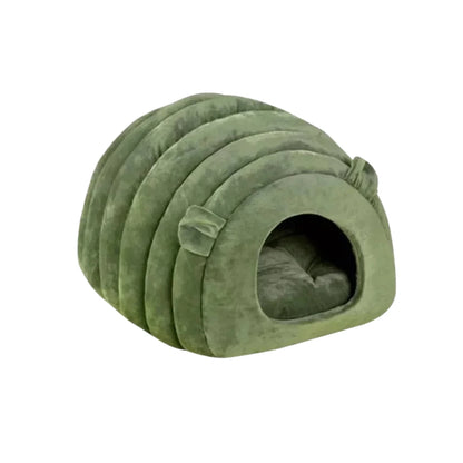 Färg Olivgrön Igloo Kattsäng Mjuk Bädd  -Djurslottet