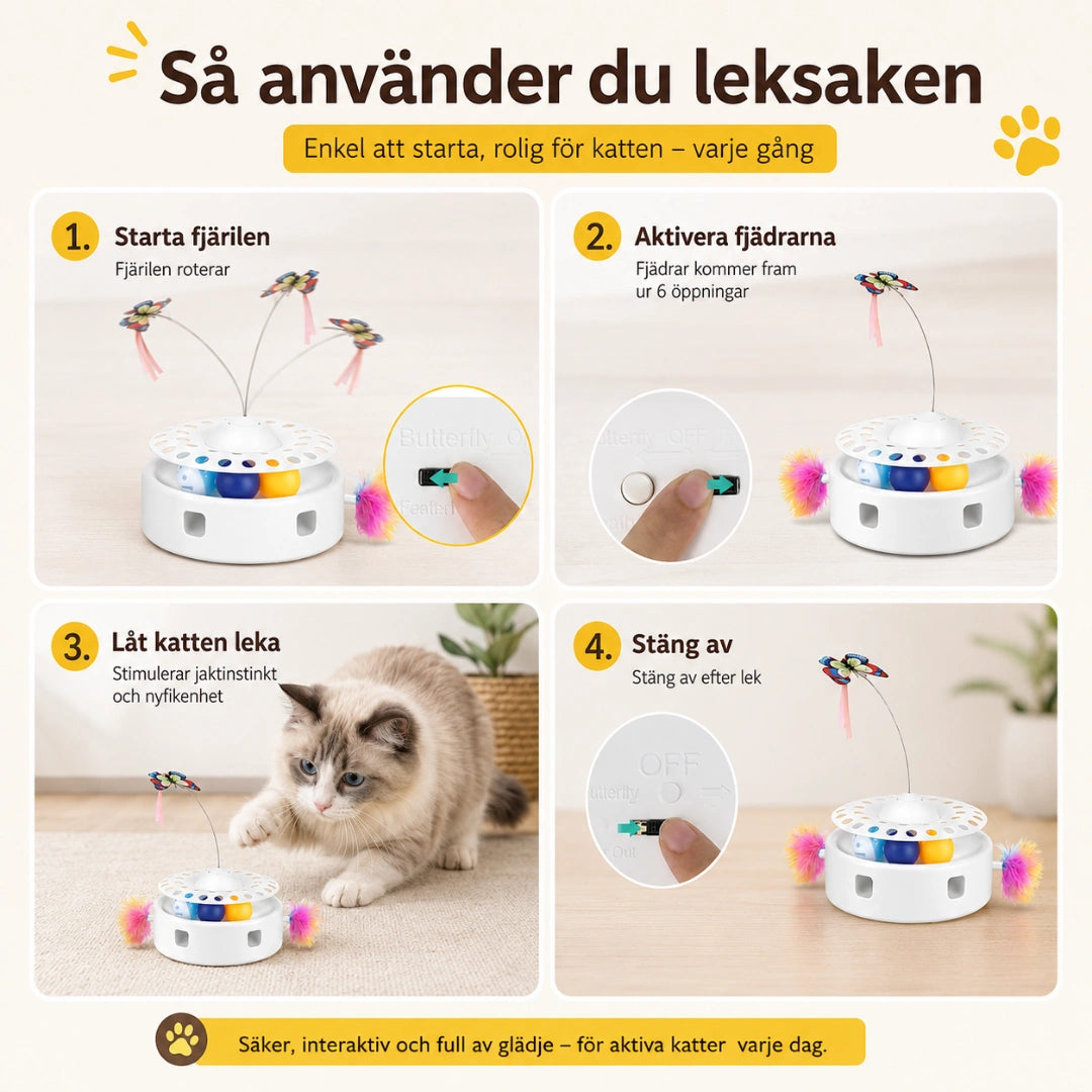 Felineo Fjärilsleksak 3-i-1 Flexibel drift - Djurslottet