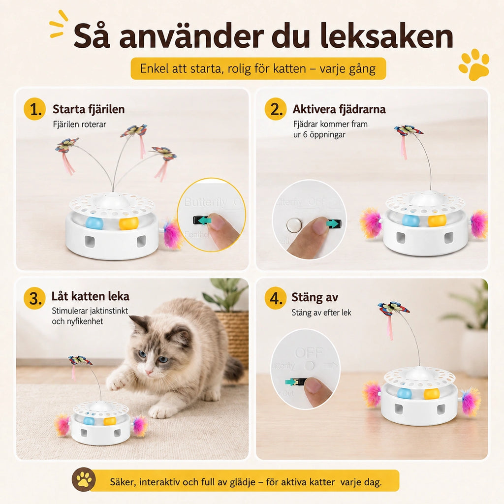 Felineo Fjärilsleksak 3-i-1 Flexibel drift - Djurslottet