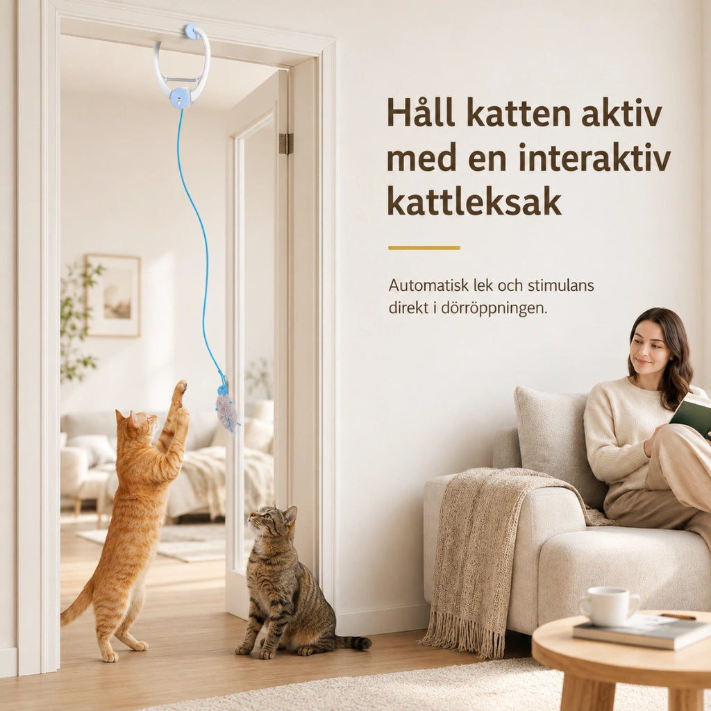 Felineo MusJakt Kattleksak hall katten aktiv- Djurslottet 